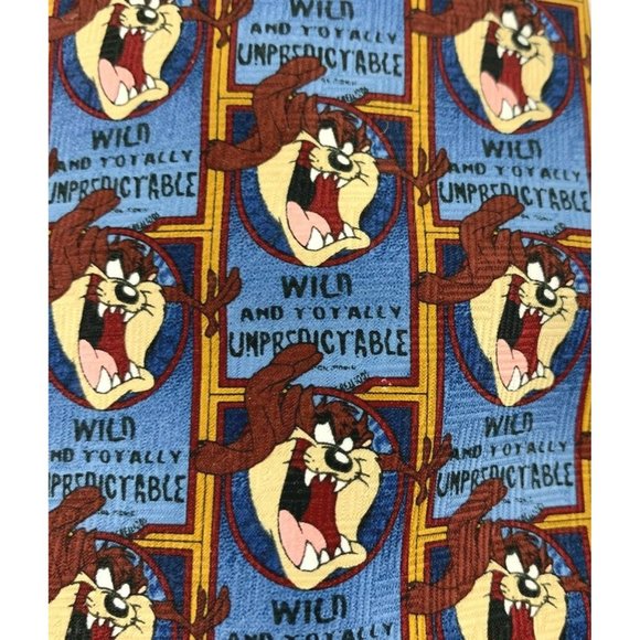 Looney Tunes Men's Novelty Necktie: Taz. "Wild & Unpredictable". Blue / Brn VGC - Picture 1 of 4